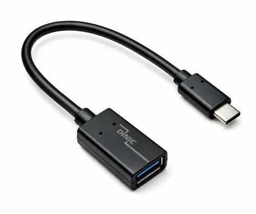 USB-C adapter C-tüüpi 3.0 A pistikupesale, OTG-võimeline, must, DINIC-karp koos Euro-auguga, 0,20m