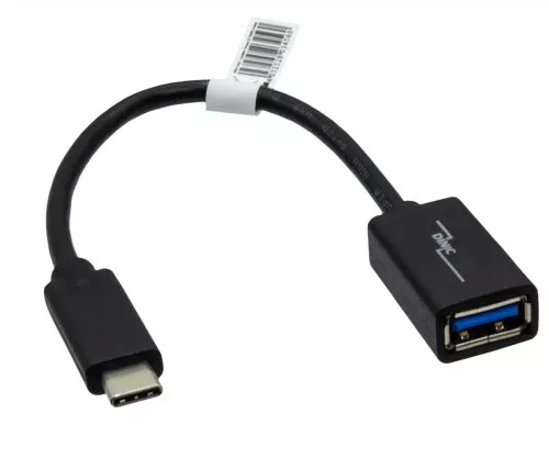 USB-C adapter type C to 3.0 A socket, OTG-capable, black, DINIC polybag, 0.20m