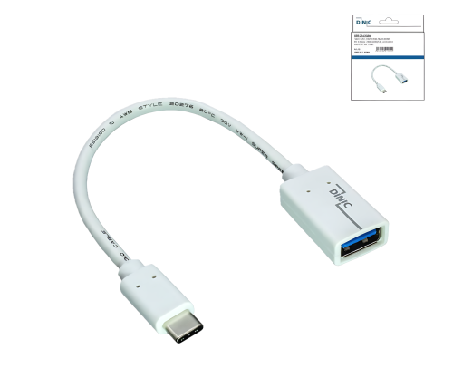USB-C Adapter Typ C auf 3.0 A Buchse, OTG-fähig, weiß, 0,20m, DINIC Box