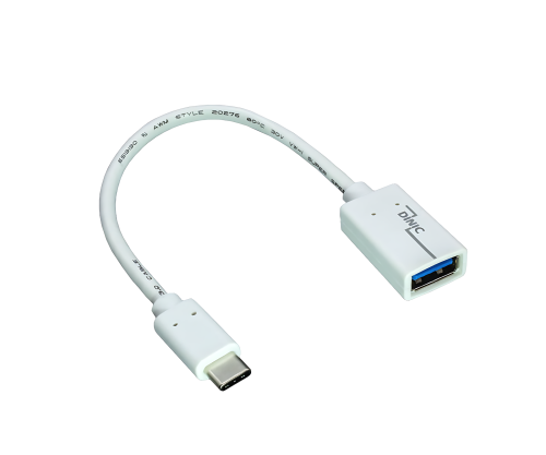 Adattatore USB-C da tipo C a presa 3,0 A, compatibile con OTG, bianco, 0,20 m, sacchetto di plastica