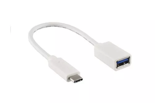 USB-C Adapter Typ C auf 3.0 A Buchse, OTG-fähig, weiß, 0,20m, DINIC Box