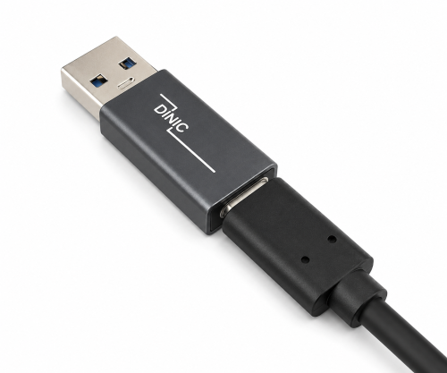 Adapter, USB A-stik til USB C-stik aluminium, space grey, DINIC Box