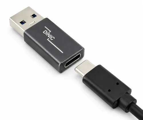 Адаптер, USB A щепсел към USB C гнездо, алуминиев, космическо сив