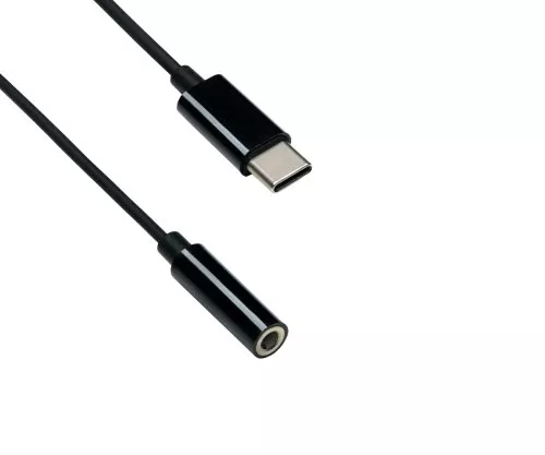USB-C Adapter auf 3,5mm Audio (digital), weiß, mit Chipsatz, schwarz, DINIC Box