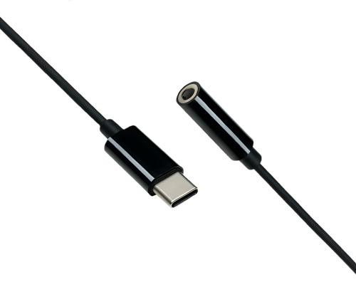 Adaptateur USB-C vers audio 3,5mm (numérique), avec chipset, noir, boîte DINIC avec trou européen, longueur 13,5 cm