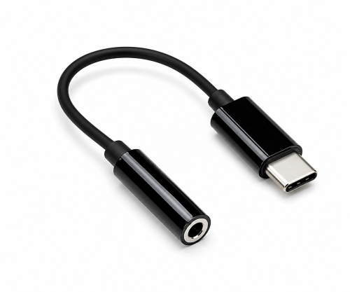Adaptor USB-C la 3,5 mm audio (digital), cu chipset, negru, DINIC polybag, lungime 13,5 cm