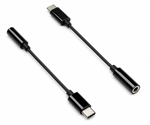 Adaptor USB-C la 3,5 mm audio (digital), cu chipset, negru, DINIC polybag, lungime 13,5 cm