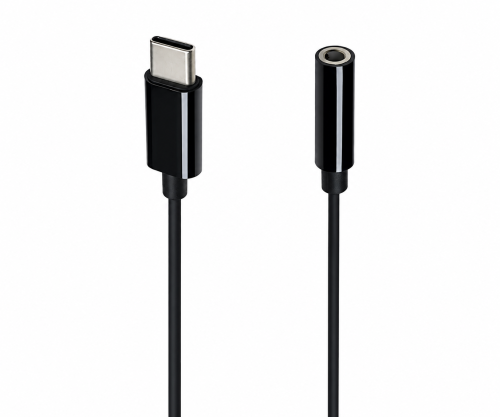 Adaptor USB-C la 3,5 mm audio (digital), cu chipset, negru, DINIC polybag, lungime 13,5 cm