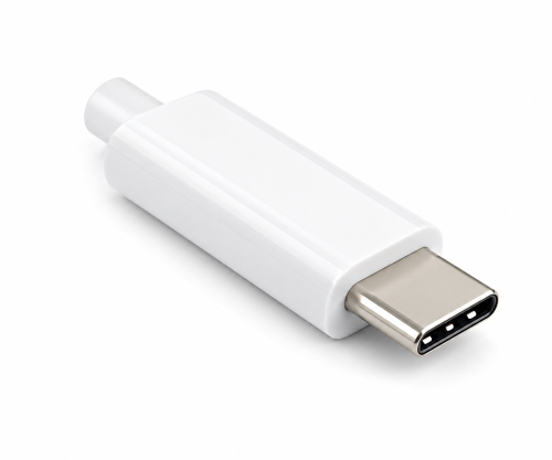 USB-C-adapter til 3,5 mm lyd (digital), med chipsæt, hvid, DINIC-polybag, længde 13,5 cm