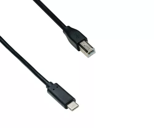 Kabel USB typu C na konektor USB 2.0 B, černý, krabička DINIC s eurootvorem, 2,00 m