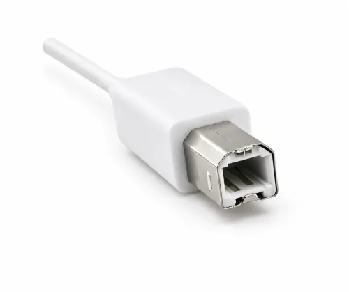 USB кабел тип C към USB 2.0 B щепсел, бял, полиетиленов плик DINIC, 2,00 м