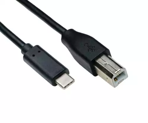 Kabel USB typ C na konektor USB 2.0 B, černý, krabička DINIC s eurootvorem, 3,00 m
