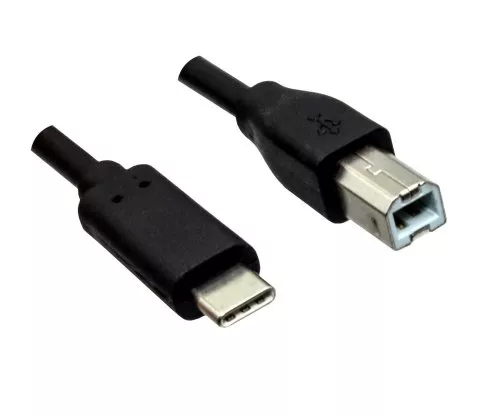 USB Cable Type C male to USB 2.0 Type B male, black, 3,00m