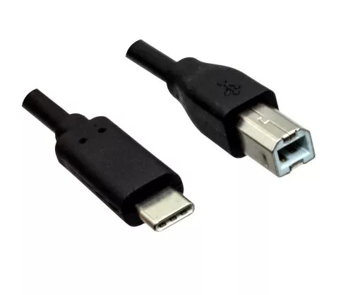 USB Kabel Typ C auf USB 2.0 B Stecker, schwarz, 5,00m, Polybag
