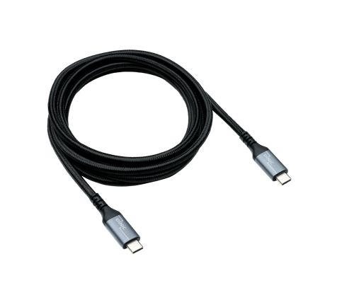 Cabo de dados e carregamento USB 3.2 HQ tipo ficha C-C, suporta carregamento de 100W (20V/5A), 20 GBit/s, preto, caixa com orifício Euro, 0,50m