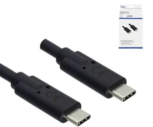 Câble de données et de charge USB 3.2, type C-C mâle, supporte une charge de 100W (20V/5A), noir, DINIC Box avec trou européen, 0,50m
