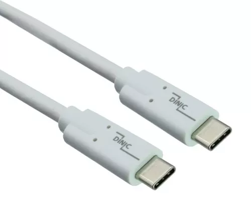 USB 3.2-kabel type C-C-stekker, wit, 0,50 m, ondersteunt opladen van 100 W (20 V/5 A), polyester zakje