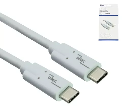 Kábel USB 3.2 typu C-C, biely, 1 m, krabica podporuje nabíjanie 100 W (20 V/5 A), krabica (kartón)