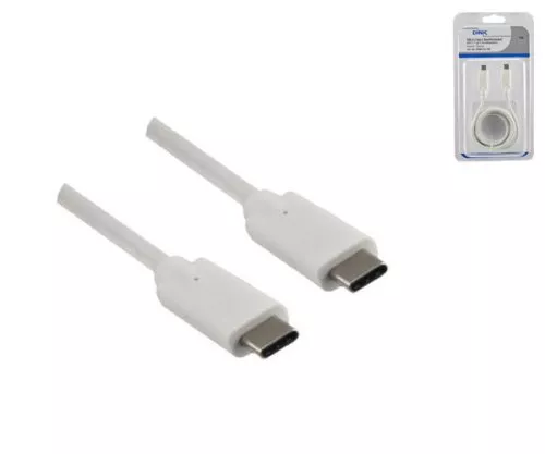 USB 3.2 Kabel Typ C auf C Stecker, bis 20 GBit/s u. 100W (20V/5A) Aufladung, weiß, 1m, DINIC Blister