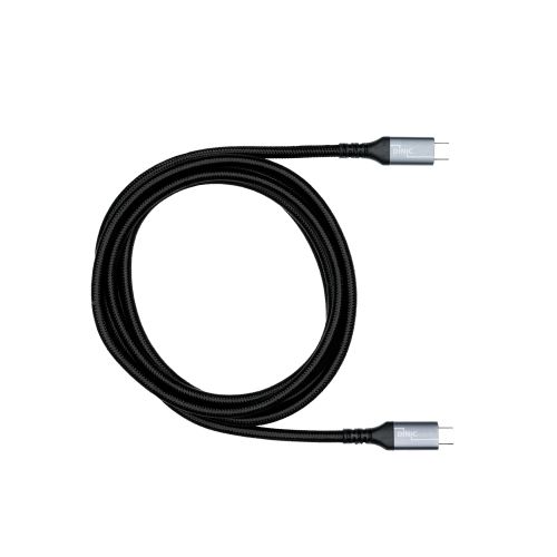 Cabo de dados e carregamento USB 3.2 HQ tipo ficha C-C, suporta carregamento de 100W (20V/5A), 20 GBit/s, preto, caixa com orifício Euro, 2m