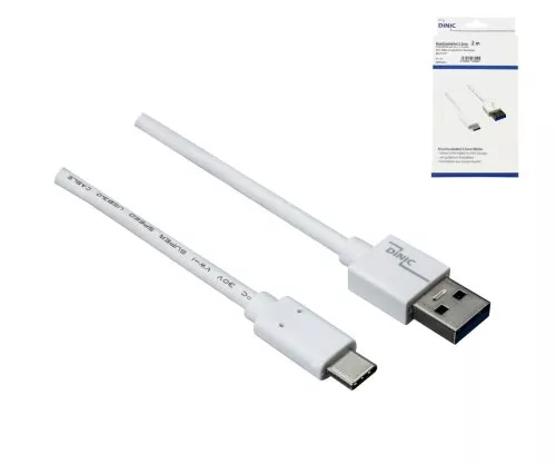 USB 3.1 Cable Type C - 3.0 A , white, Box, 0.5m Dinic Box, 5Gbps, 3A charging