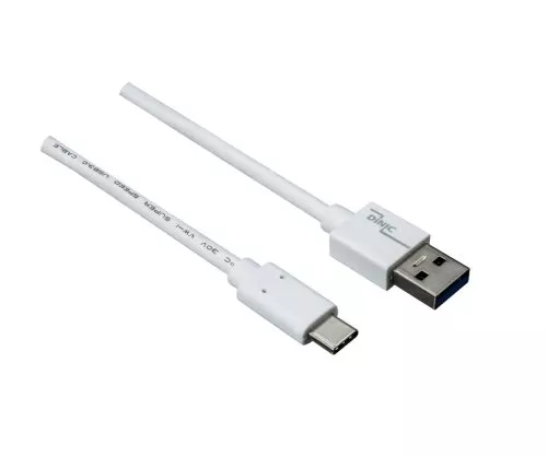 USB 3.1-kabel typ C - 3.0 A , vit, box, 0,5 m Dinic Box, 5Gbps, 3A laddning