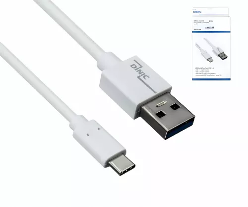 USB 3.1 Kabel Typ C - 3.0 A Daten u. Ladekabel, 5Gbps, 3A charging, weiß, DINIC Box mit Euroloch, 0.5m