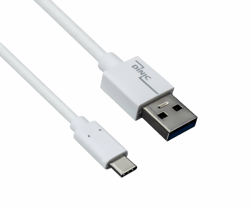 Cavo USB 3.1 tipo C - Cavo dati e ricarica 3.0 A, 5Gbps, ricarica 3A, bianco, busta DINIC, 2 m