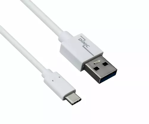 USB 3.1 Kabel Typ C - 3.0 A Daten u. Ladekabel, 5Gbps, 3A charging, weiß, DINIC Polybag, 1m