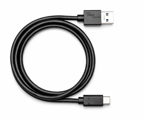 USB 3.1 кабел тип C - кабел за пренос на данни и зареждане 3.0 A, 5Gbps, 3A зареждане, черен, полиетиленов плик DINIC, 2 м