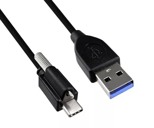 USB 3.1 cable type C+locking - USB 3.0 A , 2m USB C-A cable with locking mechanism on type C plug