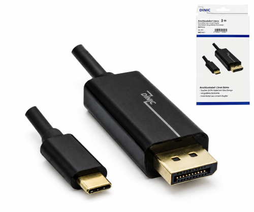 USB type C ja DisplayPort adapteri kaabel, 4K 60Hz, USB 3.1, isane ja isane, must, DINIC karp koos Euro-auguga, 2m
