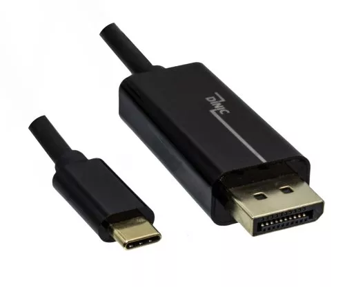 USB 3.1 kabelis iš C tipo kištuko į "DisplayPort" kištuką, 4K*2K@60Hz, juodas, ilgis 2,00 m, DINIC polietileninis maišelis