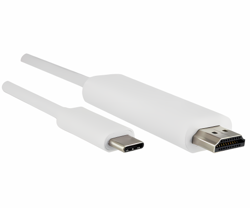 Cabo USB 3.1 tipo ficha C para ficha HDMI, 4K2K@60Hz, HDCP, HDR, branco, caixa DINIC com orifício europeu, comprimento 1,00m