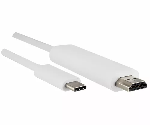 Kabel USB 3.1 typ C s konektorem HDMI, 4K2K@60Hz, HDCP, HDR, bílý, krabička DINIC s eurootvorem, délka 1,00 m