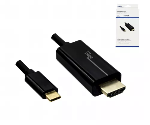 USB 3.1 cable type C plug to HDMI, 4K2K@60Hz, HDCP, HDR, DP-ALT, black, 2.00m, DINIC box with Euro hole