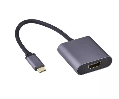 Adapter USB C to HDMI, aluminium, USBC plug to HDMI socket, 4K*2K@60Hz, HDR,HDCP, space grey, DINIC box with Euro hole