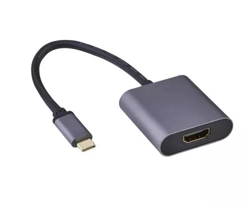 Adapter USB C auf HDMI, Alu, USBC Stecker auf HDMI Buchse, 4K*2K@60Hz, HDR,HDCP, space grau, DINIC Polybag