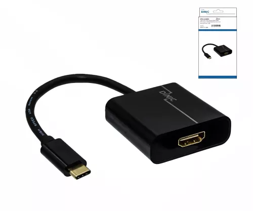 Adapter USB Typ C St. auf HDMI Buchse, 4K*2K@60Hz, HDR, schwarz, DINIC Box