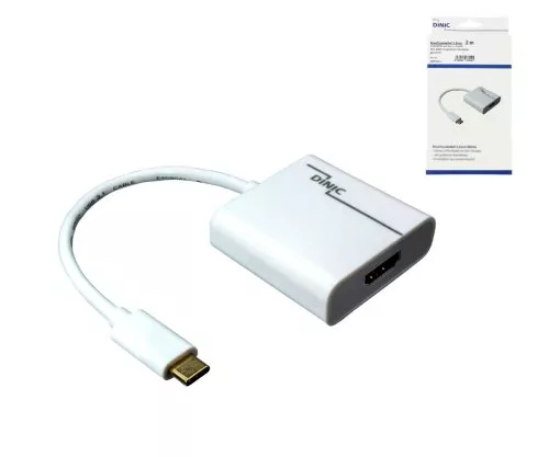 Adapter iz vtiča USB tipa C v vtičnico HDMI, 4K*2K@60Hz, HDR, bel, DINIC Box