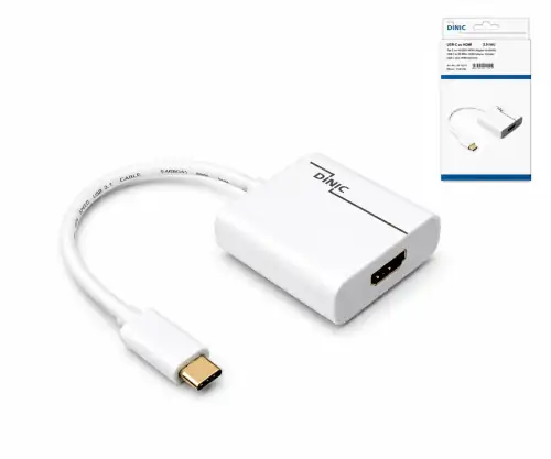Adapter USB typu C do gniazda HDMI, 4K*2K@60Hz, HDR, biały, DINIC box z otworem Euro