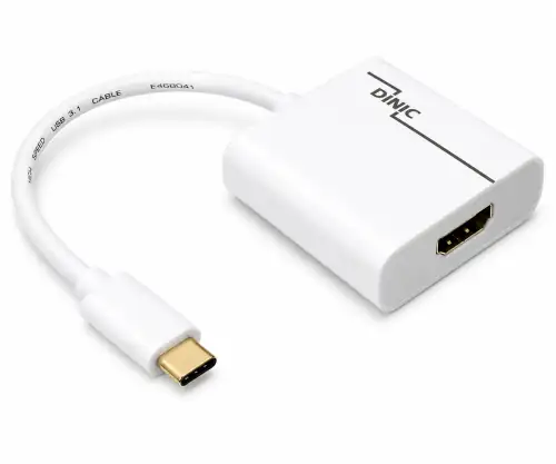 Adapter USB type C plug to HDMI socket, 4K*2K@60Hz, HDR, white, DINIC polybag