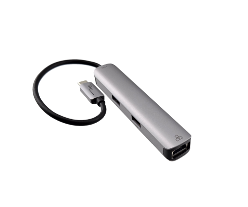 USB-C 5-in-1 dokkimisjaam, HDMI 4K/60Hz, RJ45, 3x USB-A (5G), alumiinium, hõbedane