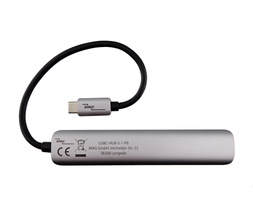 USB-C 5-in-1 dokkimisjaam, HDMI 4K/60Hz, RJ45, 3x USB-A (5G), alumiinium, hõbedane