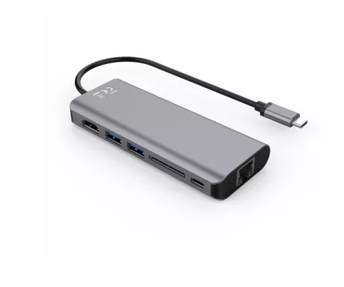 USB-C naar 2x USB 3.0, HDMI, RJ45, SD, USB-C SD-kaartlezer, 1x USB-C Data + PD 100W