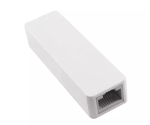 Adapter USB C Stecker / RJ45 Gbit LAN, 10/100/1000 Mbps mit Auto-Erkennung, weiß, DINIC Box mit Euroloch, Länge 0,20m