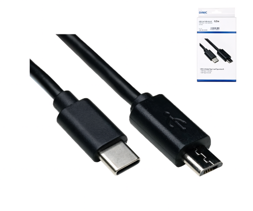 USB 3.1-kabel typ C - micro B, svart, DINIC-låda med eurohål, 0,50 m