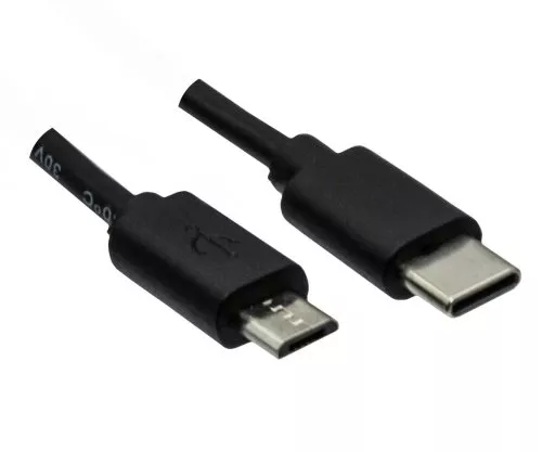 USB 3.1 Kabel Typ-C Stecker auf micro B Stecker, schwarz, DINIC Polybag, 1,00m