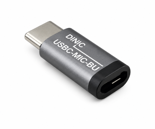Adaptateur, USB C mâle vers Micro USB femelle Alu, gris espace, DINIC Box avec trou européen