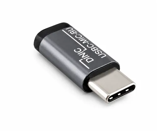 Адаптер, USB C щепсел към micro USB гнездо, алуминий, космическо сиво, DINIC кутия с евроотвор